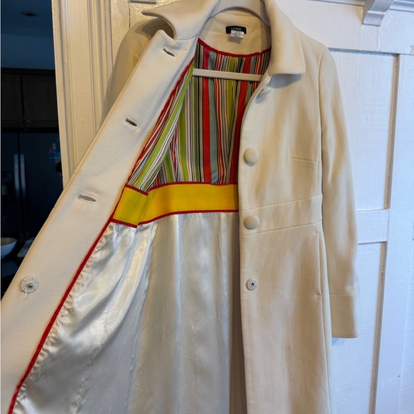 J Crew Wool-blend lady day pea coat in Ivory 2 Classic Silk Lining 3 Buttons - Picture 11 of 11